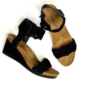 LUCKY BRAND— Kiero Black Woven Wedge Sandal